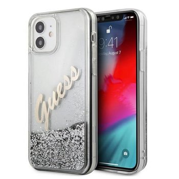 Apple iPhone 12 Pro Max 6.7'' Guess Glitter Vintage Script Case Cover (GUHCP12LGLVSSI), Silver