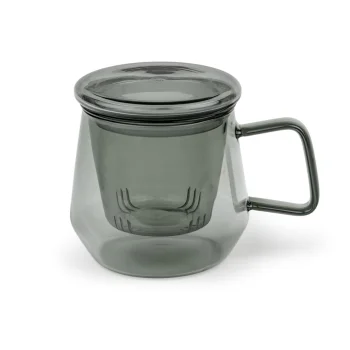 Bredemeijer Tea for One Livorno 350ml Glass Tea Set with Strainer, Black 165041