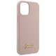 Guess iPhone 12 mini Case Silicone Script Gold Logo, Light Pink
