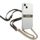 Guess iPhone 13 mini vāciņš 4G Brown Strap Gold Chain, caurspīdīgs