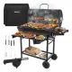 Charcoal Garden Grill with Lid 108x67x96cm Kaminer, black