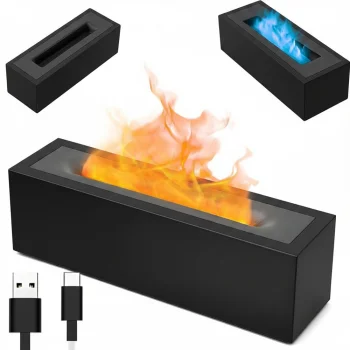 Ultrasonic Air Humidifier and Aromatherapy Diffuser with Flame Effect, Black