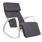 ModernHome Rocking Chair with Adjustable Footrest and Padded Headrest, White Frame