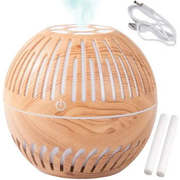 Air Humidifier and Aroma Diffuser with RGB LED Night Light, Light Brown