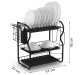 Massido 3-Tier Dish Drying Rack for Kitchen Counter MS-603, Black