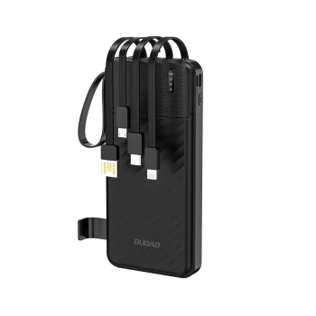 Dudao K11 10000mAh Power Bank with Built-in Cables, Black