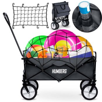 Humberg HM-511 Folding Garden Wagon with Cargo Net, 80L
