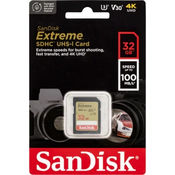 SanDisk Extreme SDHC 32GB UHS-I C10 U3 V30 Memory Card