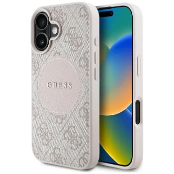 Guess 4G Circle Classic Logo MagSafe Case for iPhone 16 - Pink