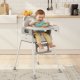 ECOTOYS 3-in-1 Baby High Chair with Removable Double Tray, Grey