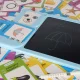 Interactive English Flashcard Reader with Drawing Tablet, 112 Cards, Blue