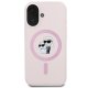 Karl Lagerfeld Silicone Karl&Choupette Heads Ring MagSafe Case for iPhone 16 Plus, Pink
