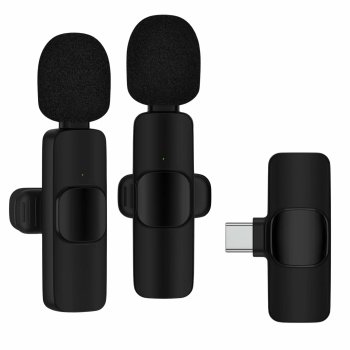 Wireless Lavalier Microphone with USB-C Receiver (2 Pcs)
