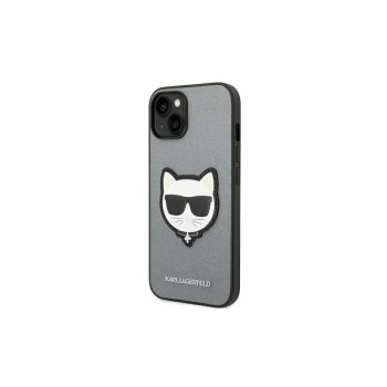 Apple iPhone 14 Plus 6.7" Karl Lagerfeld Saffiano Choupette Head Patch Case Cover (KLHCP14MSAPCHG), Silver