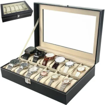 Soulima Watch and Jewelry Organizer Box 12 Compartments