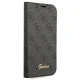 Guess iPhone 14 Wallet Case 4G Vintage Gold Logo, Black