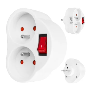 Maclean MCE31 Double Socket Adapter with Switch, 3680W