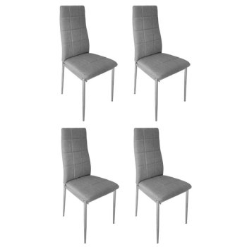 Dining Chairs Set of 4 Upholstered Quilted Kitchen Chairs for Living Room, Grey