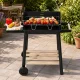 Large Charcoal Garden Grill with Shelves and Wheels, Black