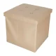 Folding Storage Ottoman Faux Leather Pouf Seat, 38 x 38 x 36 cm, Beige