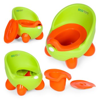 ECOTOYS Potty Training Toilet with Removable Bowl and Non-Slip Feet, Green