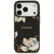 Guess Grained Flowers Classic Logo MagSafe Case for iPhone 17 Pro, Black