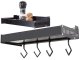Hanging Kitchen Shelf with Hooks, Aluminum, 30 cm, Black