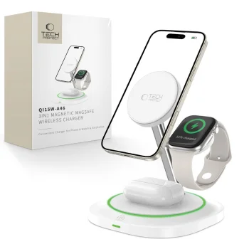 Tech-Protect QI15W-A46 3in1 Magnetic MagSafe Wireless Charger - White