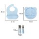 Silicone Baby Feeding Set with Bear Plate and Bib, 4-Piece, Blue