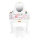 ECOTOYS Kids Wooden Vanity Dressing Table with Mirror and Stool, Pink