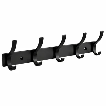 Wall-Mounted Clothes Rack, 10 Hooks, Matte Black