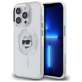 Karl Lagerfeld IML Metal Choupette Head MagSafe Case for iPhone 14 Pro, White