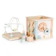 ECOTOYS wooden activity cube with maze, shape sorter, gears and clock
