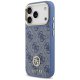 Guess 4G Strass Logo & Big Strap Metal Buttons MagSafe Case for iPhone 17 Pro, Blue