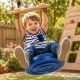 Kids Garden Swing with Round Seat and Wooden Bar, 190 cm, Blue