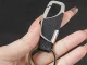 Keychain with Carabiner, Faux Leather and Metal, Black