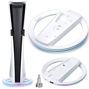 PS5 Vertical Cooling Stand for Pro and Slim with LED, White