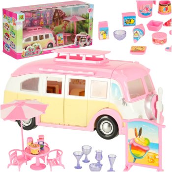 Ice Cream Truck Toy Camper Van Playset with Accessories, 30 Pieces