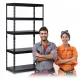 Folding Metal Rack Shelf for Home Office Warehouse, 183x90x45cm, Black