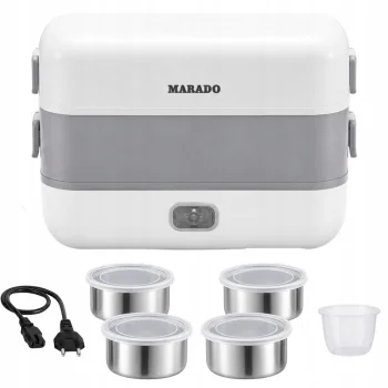 Electric Lunch Box Food Heater 200W 2.2L with 4 Steel Containers
