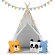 Nukido Kids Tipi Tent with Lights, Grey