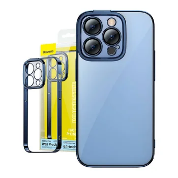 Baseus Glitter Case and Tempered Glass Set for iPhone 14 Pro, Blue