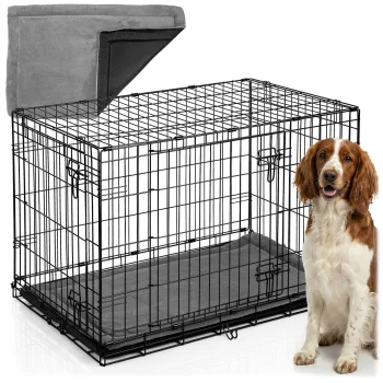 Pethaus Metal Dog Kennel Cage with Bed, Size M, 91 x 57 x 62 cm, PH-201