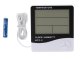 Digital Thermometer Hygrometer HTC-2 with Clock, Alarm and Calendar, white-black