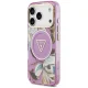 Guess IML Glitter Flowers Triangle MagSafe case for iPhone 18 Pro Max / 17 Pro Max, purple