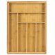 Ruhhy Wooden Cutlery Storage Tray for Drawers, Bamboo Cutlery Organizer with 6 to 8 Compartments