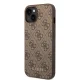 Guess iPhone 15 Plus Case 4G Metal Gold Logo, Brown