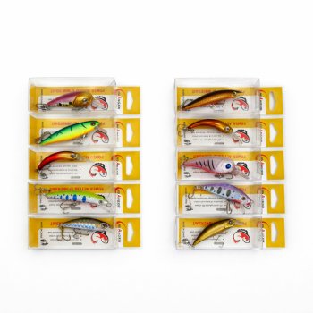 Fishing Lures Set 10 Pieces, Realistic Wobblers for Predatory Fish