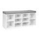 ModernHome WYJ-015 Shoe Cabinet with Seat, 10 Shelves, White
