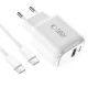 Tech-Protect NCA20 PD 20W QC3.0 USB-A / USB-C Wall Charger + USB-C Cable 100cm - White